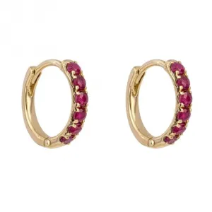 Ruby 9ct Yellow Gold Hoop Earrings GE1019R