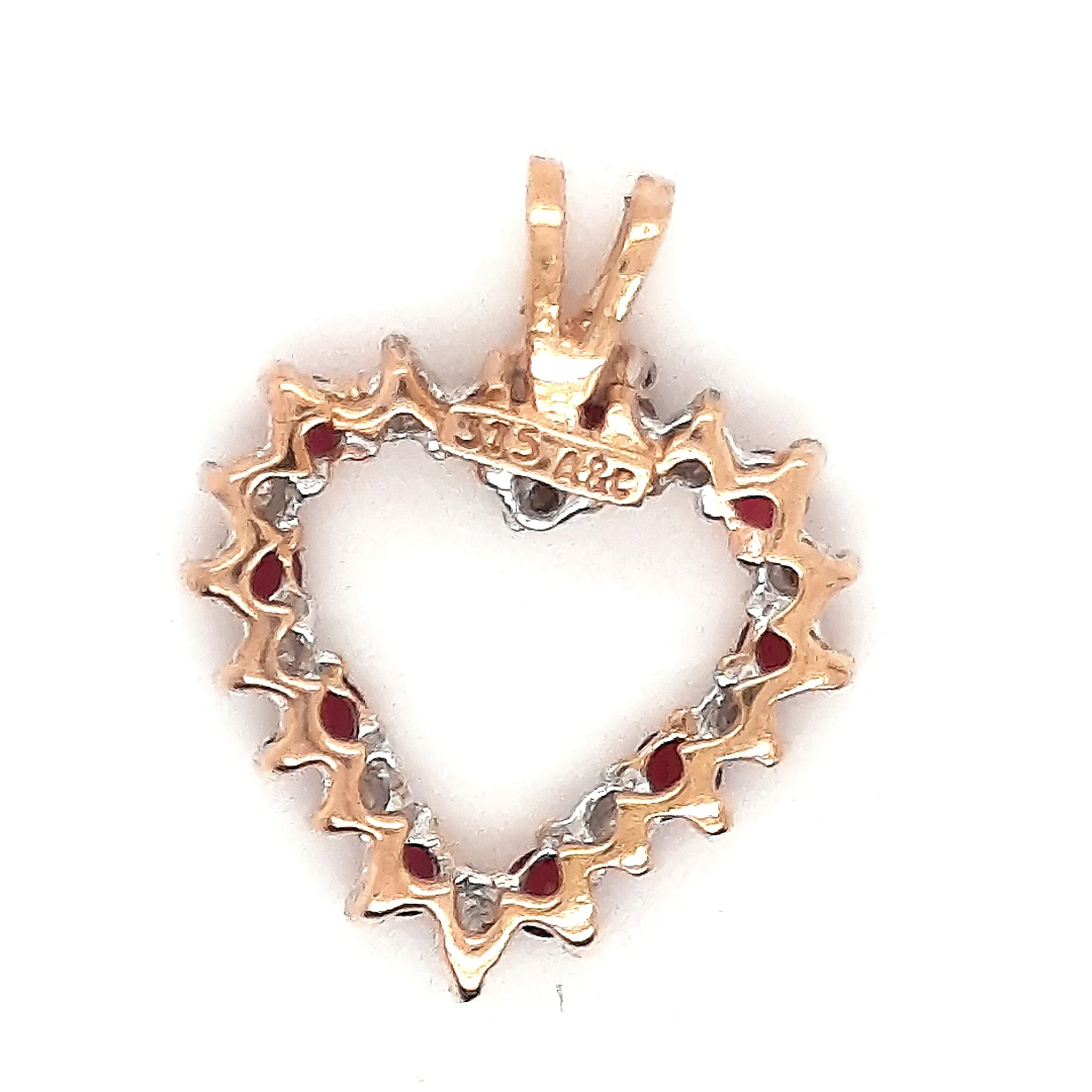 Ruby & Diamond 9ct Yellow Gold Heart Pendant