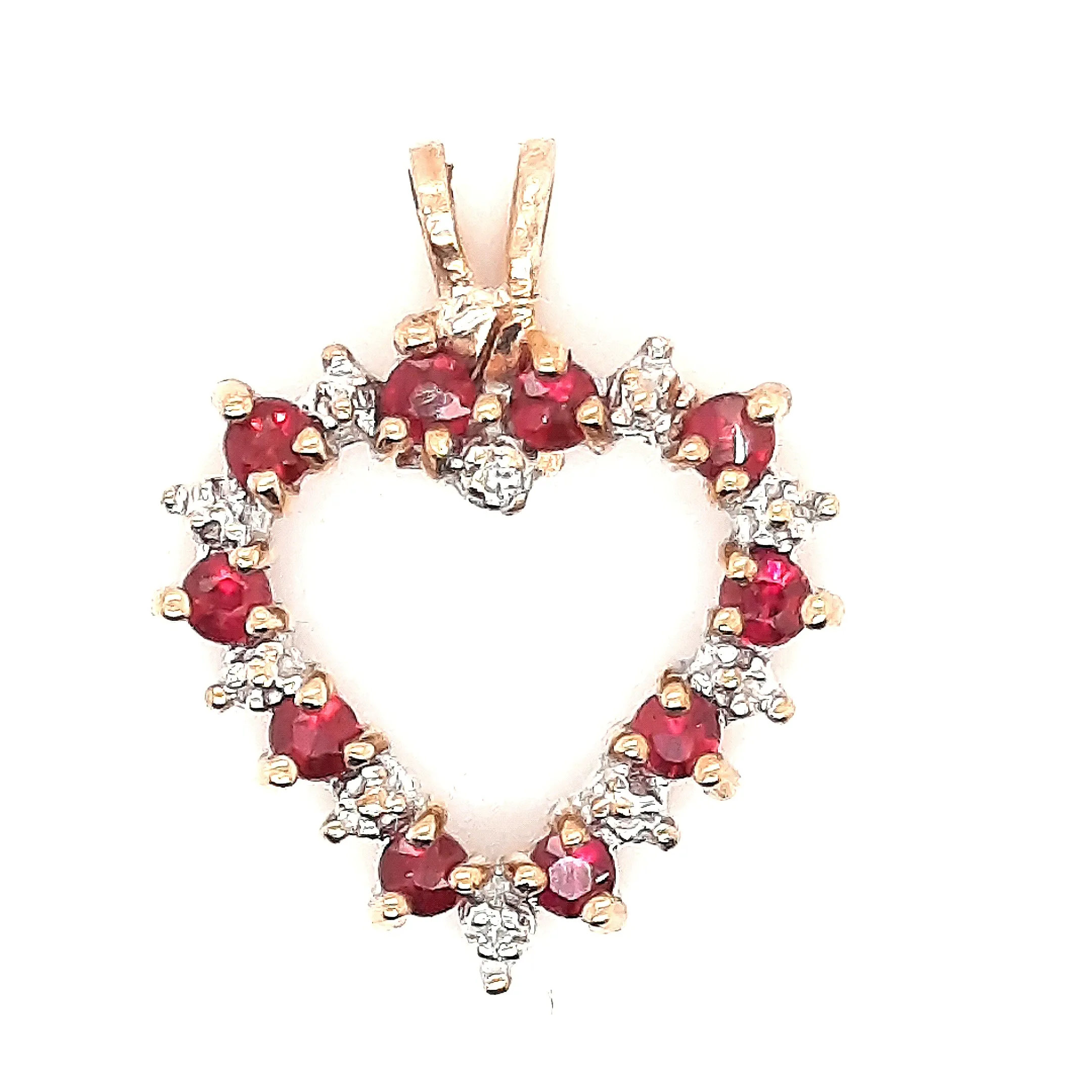 Ruby & Diamond 9ct Yellow Gold Heart Pendant