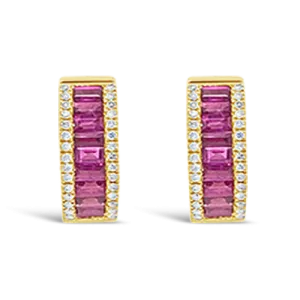 Ruby & Diamond Huggie Hoop Earrings