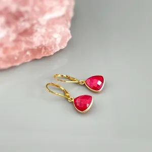 Ruby Earrings dangle Gold