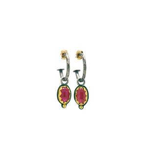 ruby hoop earrings in sterling and gold