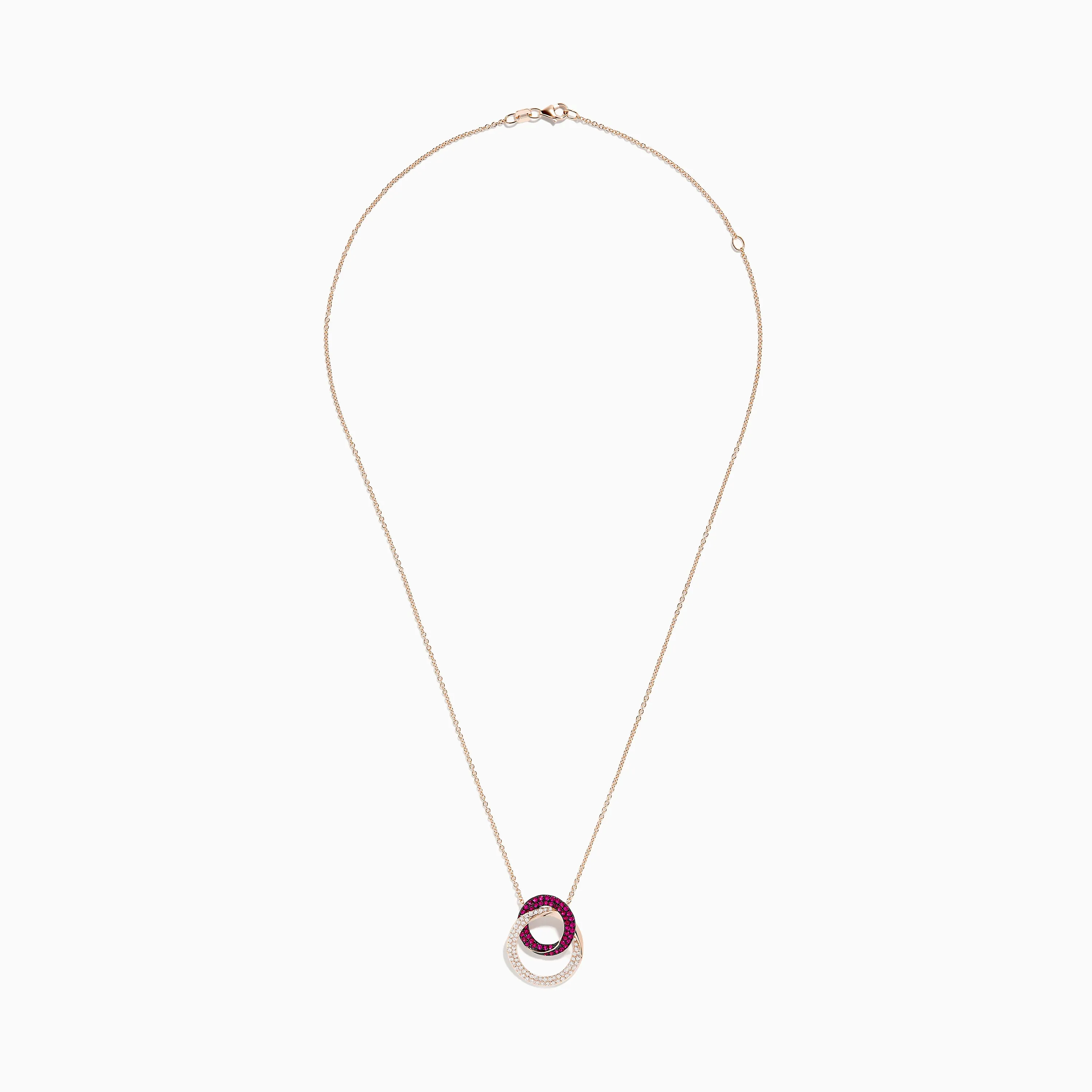 Ruby Royale 14K Rose Gold Ruby and Diamond Intertwined Circles Pendant