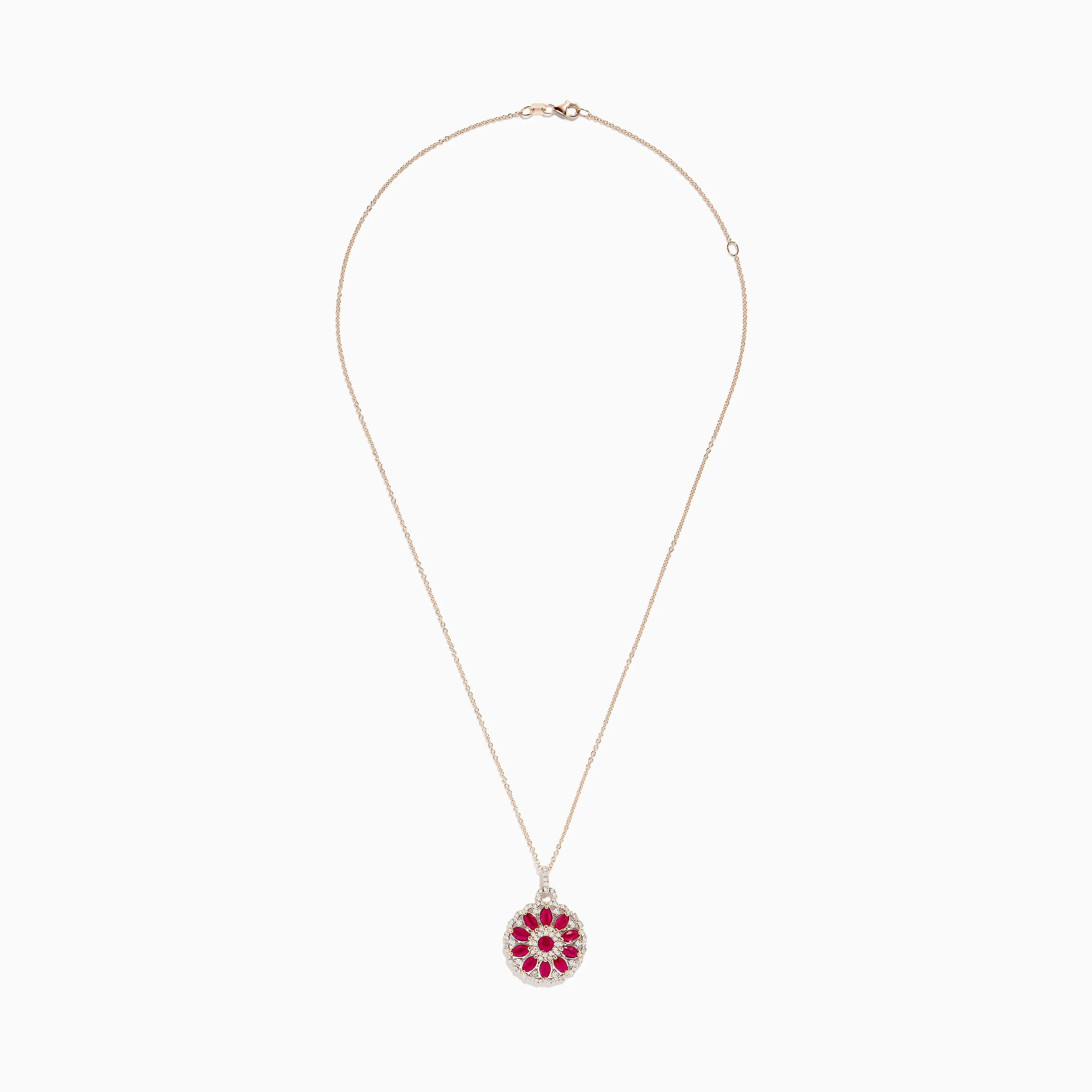 Ruby Royale 14K Rose Gold Ruby and Diamond Mandala Pendant