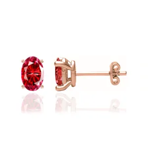 SAVANNAH - Oval Ruby 18k Rose Gold Stud Earrings