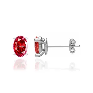 SAVANNAH - Oval Ruby 18k White Gold Stud Earrings