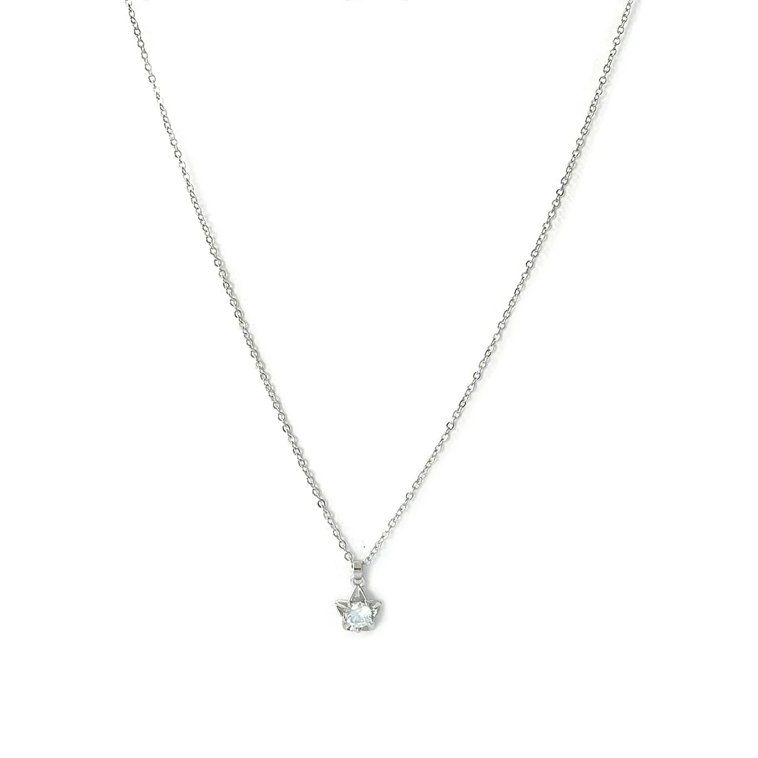 Set Of Two Heart & Star Mini Pendant Silver-Toned Dainty Necklace