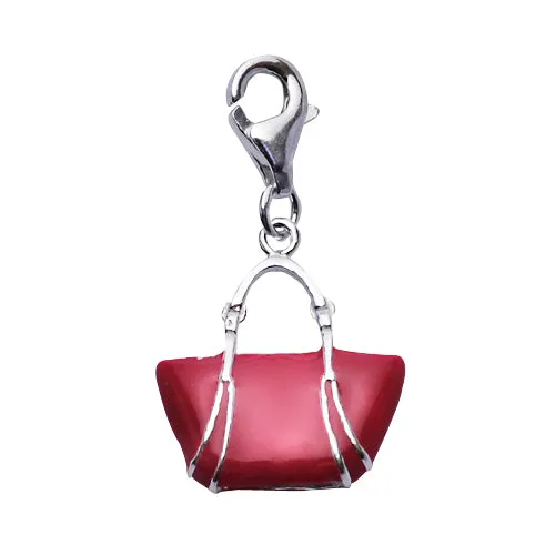 Silver Bright Pink Tote Bag Earrings