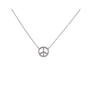 Silver Crystal Peace Necklace