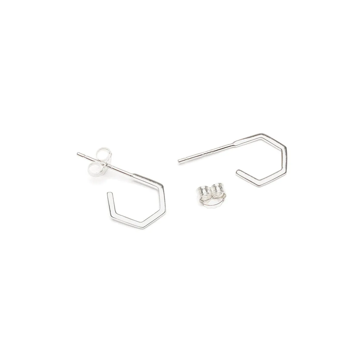 Silver Hexagon Hoop Earrings