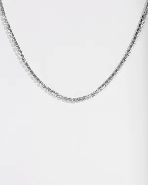 Silver Row Crystal Choker Necklace