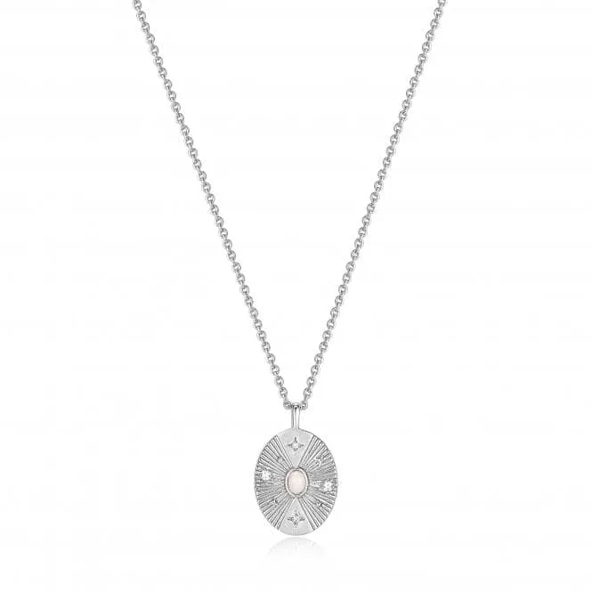 Silver Scattered Stars Kyoto Opal Disc Necklace N034-03H