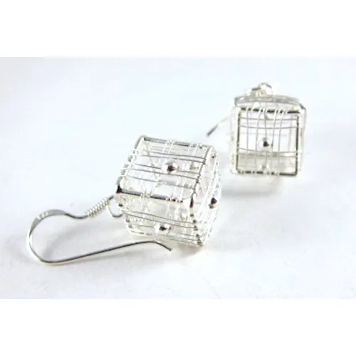 Small Wire Box Sterling Silver Earrings