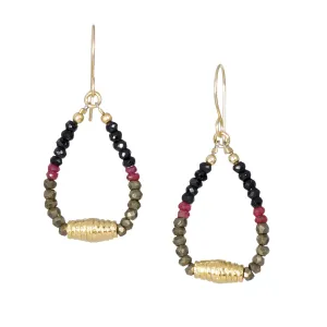 Spinel, Ruby and Gold Earrings