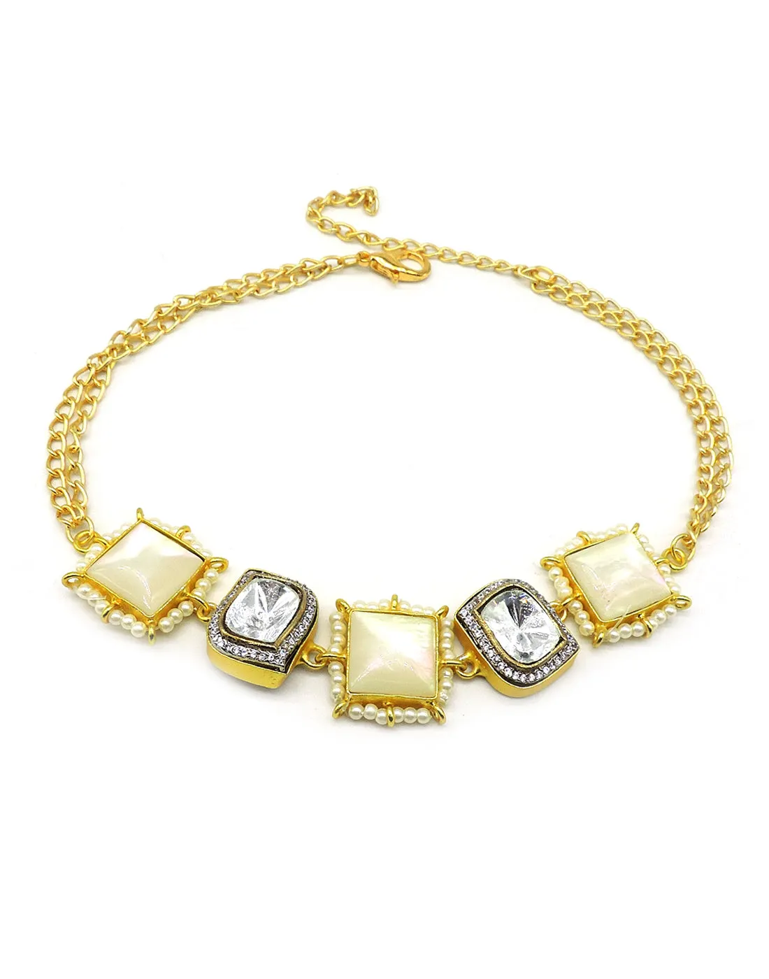 Square Crystal & Shell Necklace