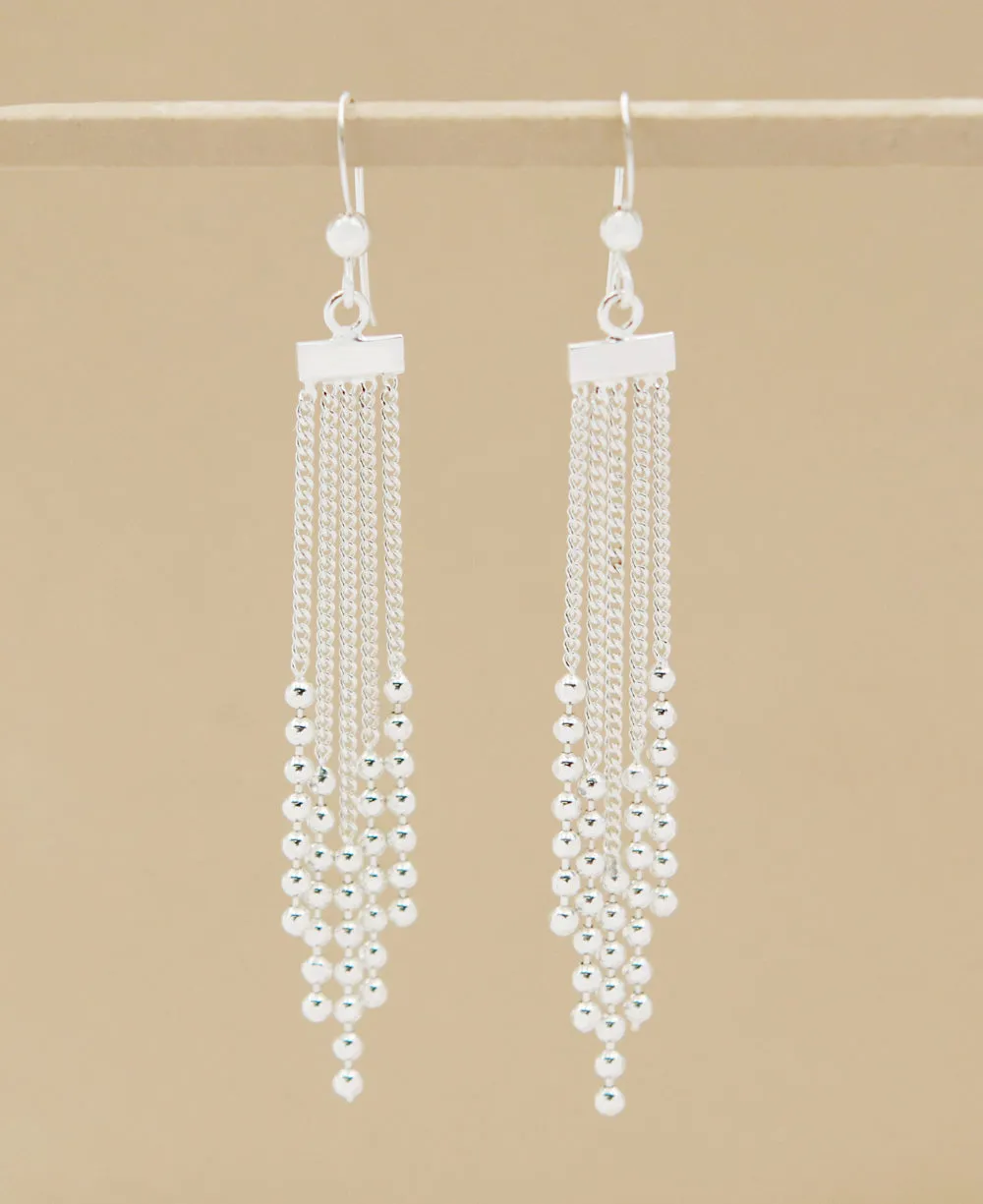 Sterling Silver Beaded Chandelier Earrings