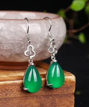 Sterling Silver Chalcedony Water Drop Drop Earrings