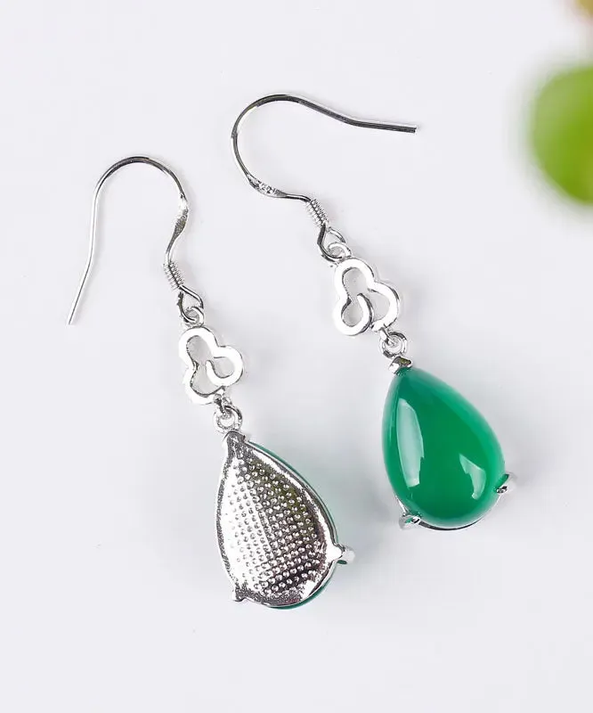 Sterling Silver Chalcedony Water Drop Drop Earrings