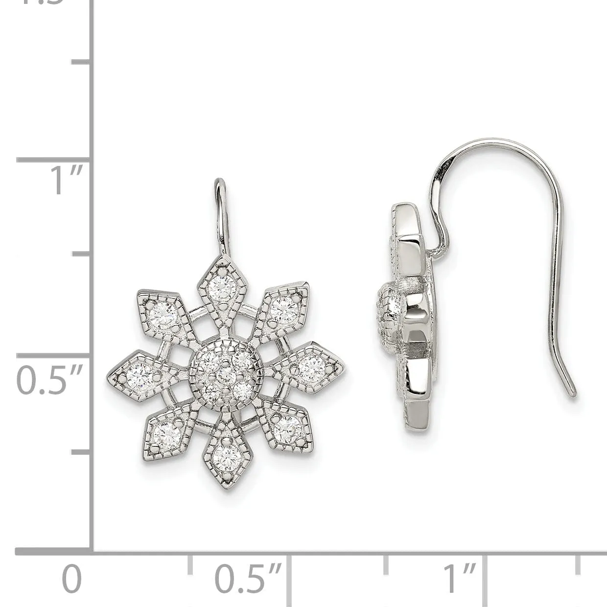 Sterling Silver Cubic Zirconia Snowflake Earrings