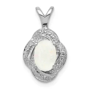 Sterling Silver Diamond And Oval Gemstone Pendants