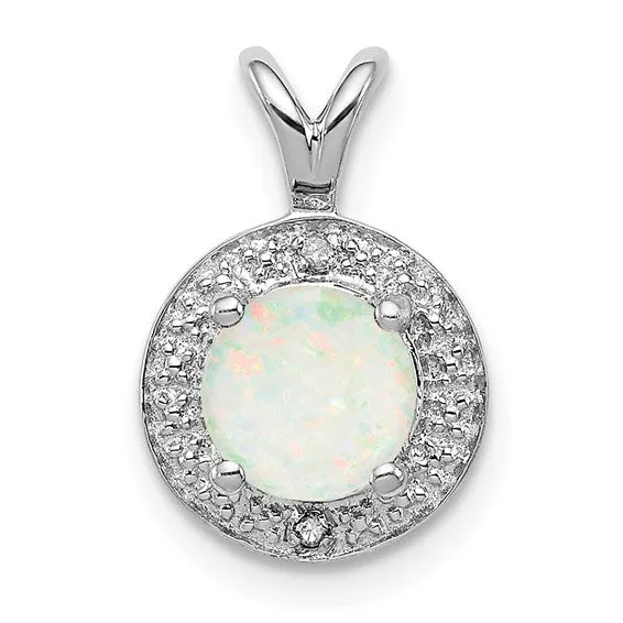 Sterling Silver Diamond And Round Gemstone Halo-Style Pendants