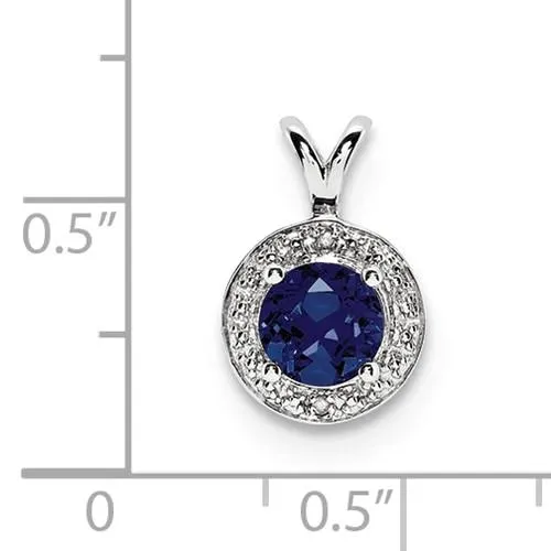 Sterling Silver Diamond And Round Gemstone Halo-Style Pendants