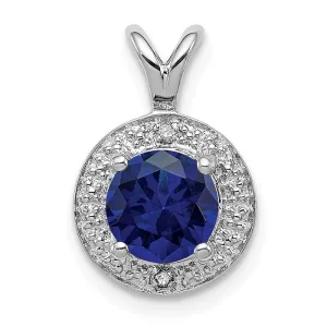 Sterling Silver Diamond And Round Gemstone Halo-Style Pendants