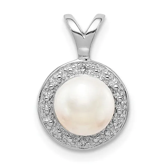 Sterling Silver Diamond And Round Gemstone Halo-Style Pendants