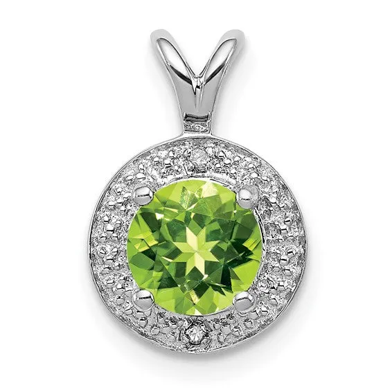 Sterling Silver Diamond And Round Gemstone Halo-Style Pendants