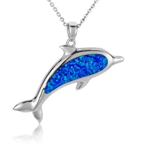 Sterling Silver Dolphin Pendantwith Opal Inlay