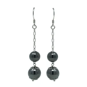 Sterling Silver Double Ball Chain Dangle Earrings