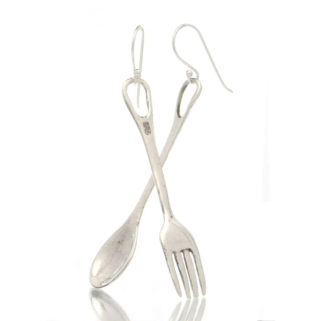 Sterling Silver Fork and Spoon Earrings