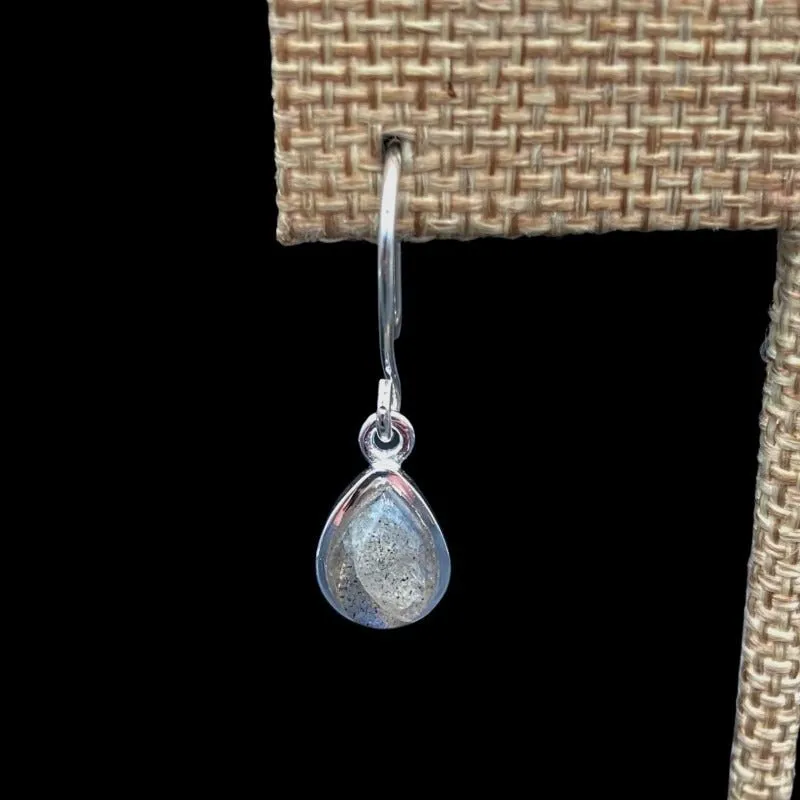 Sterling Silver Pear Shaped Labradorite Gemstone Dangle Earrings