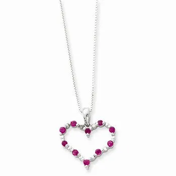 Sterling Silver Ruby Heart Necklace