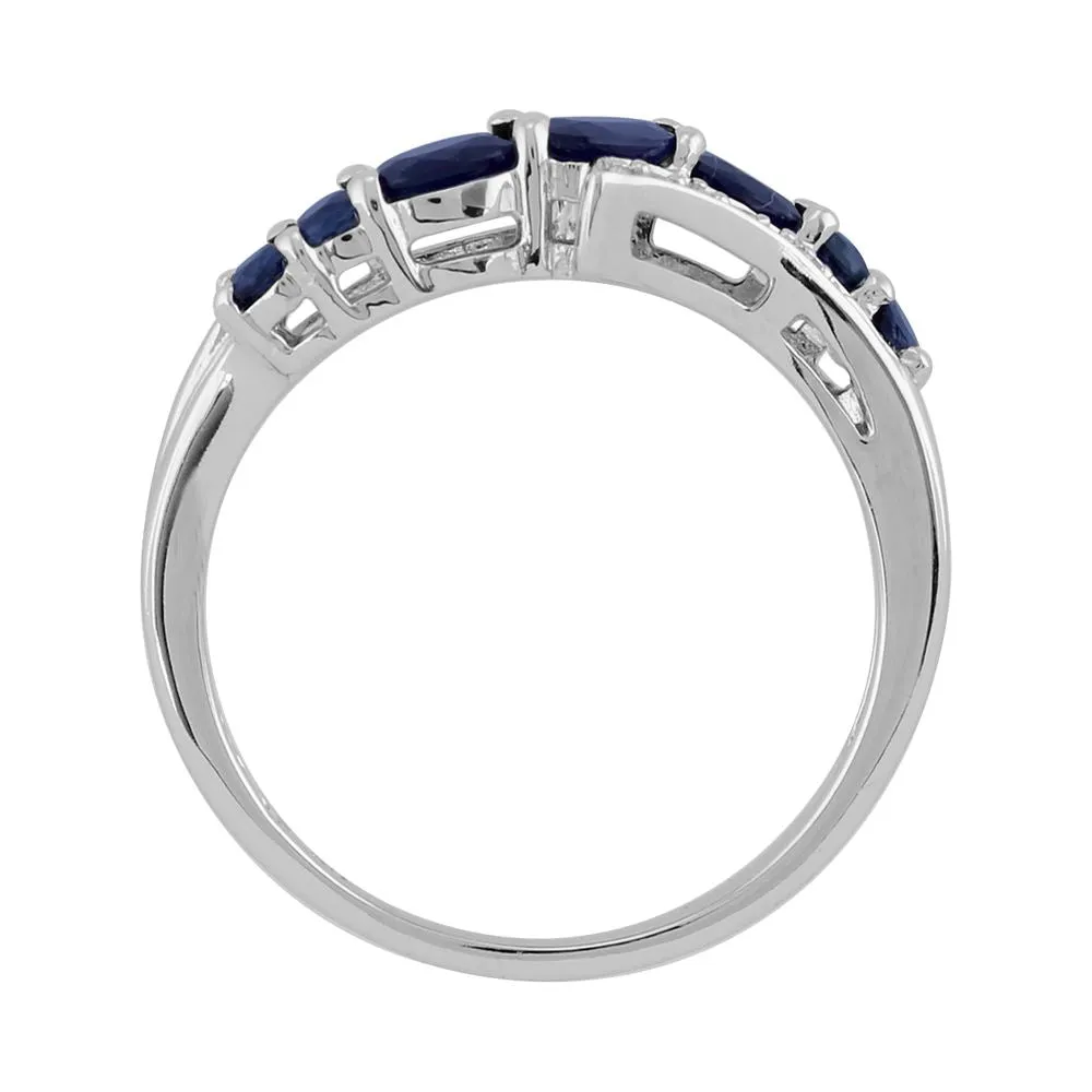 Sterlingsilber 0.94ct ct natürlich blauer Saphir & Diamant zeitgenössischer stil ring