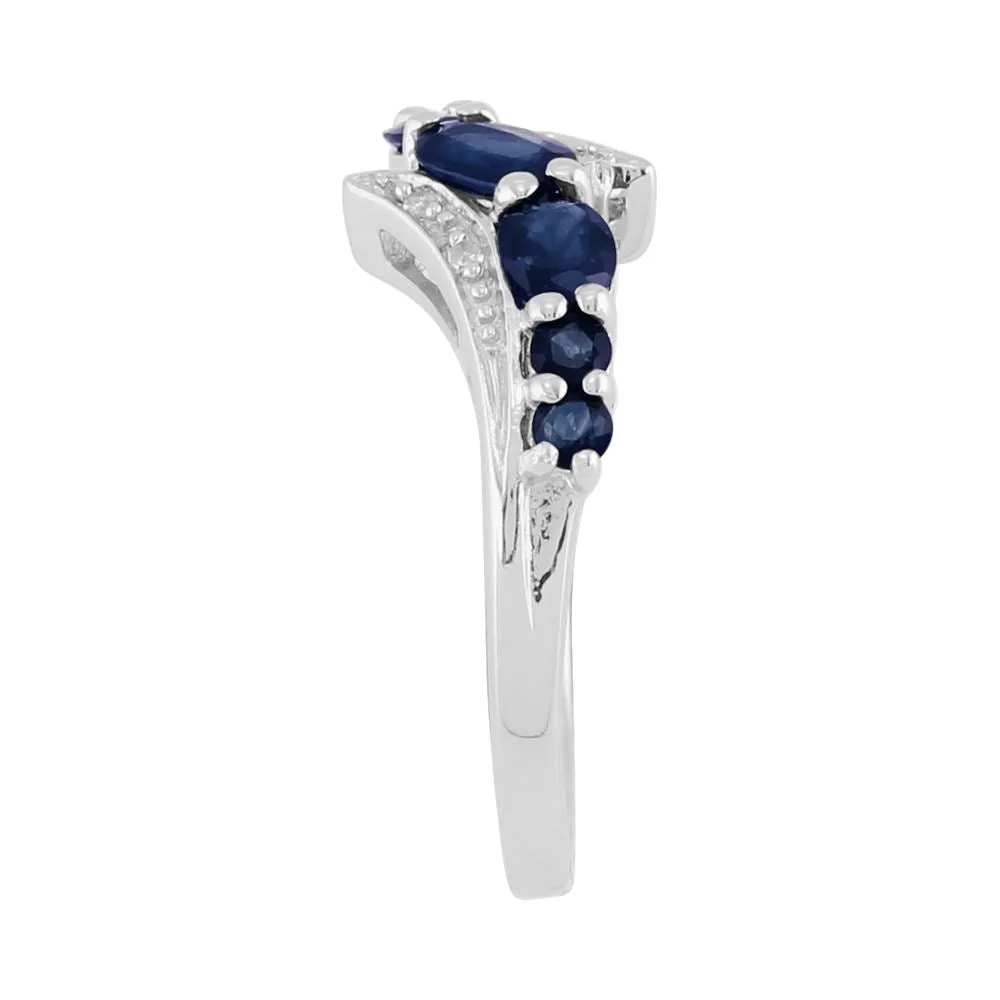 Sterlingsilber 0.94ct ct natürlich blauer Saphir & Diamant zeitgenössischer stil ring