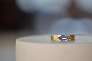 Stoned Slim Band in Light Blue Sapphire