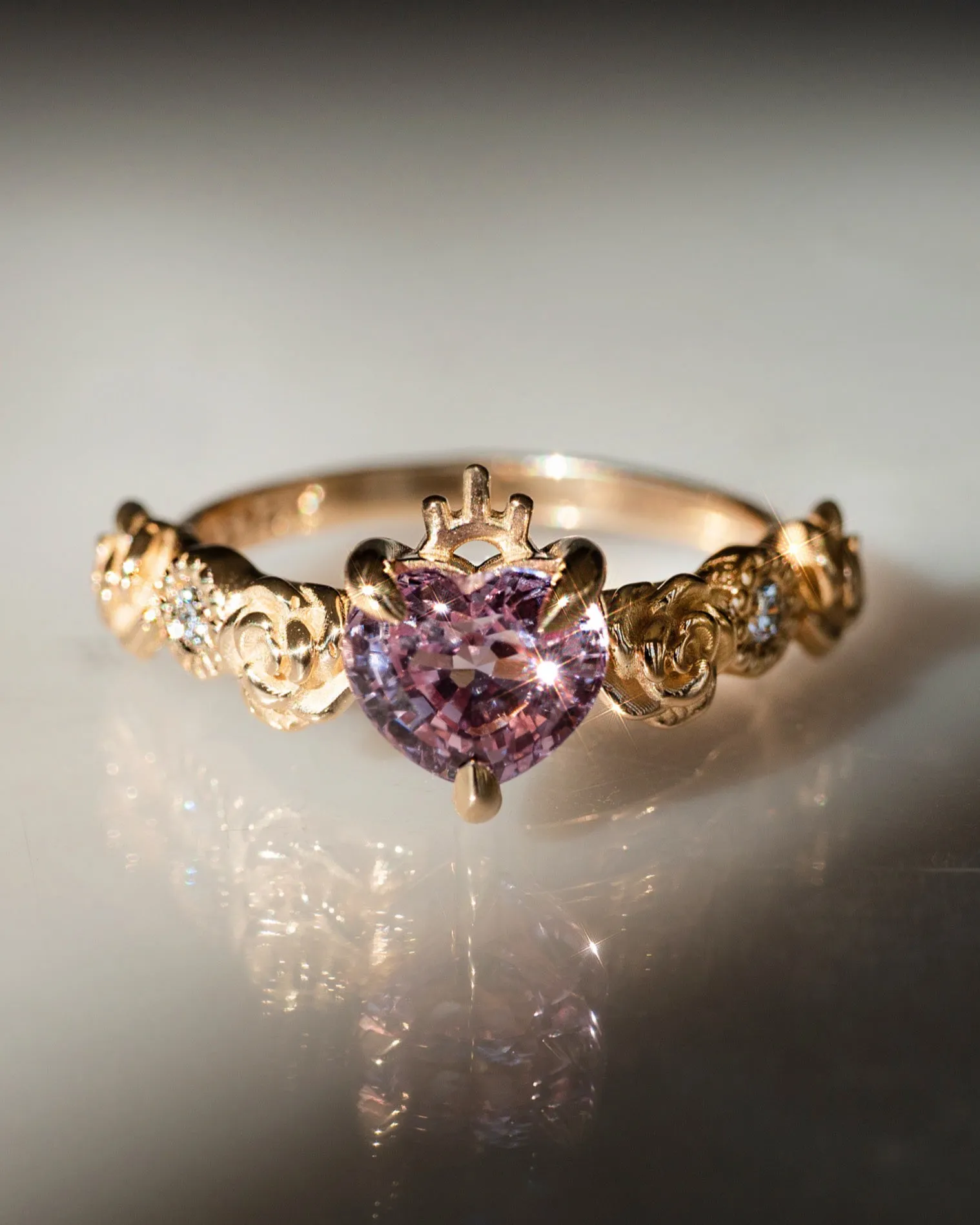 The Immaculate Heart Pink Sapphire Engagment Ring