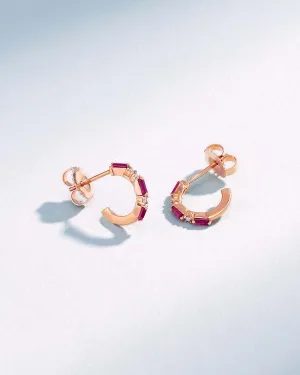 Thin Mix Mini Ruby Hoops