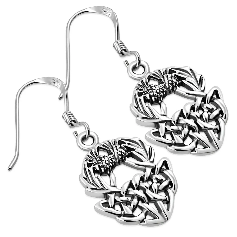 Thistle Scottish Celtic Silver Earrings