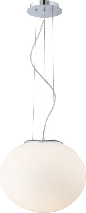 Tondo 1 Light Pendant In Chrome and White Opal Glass