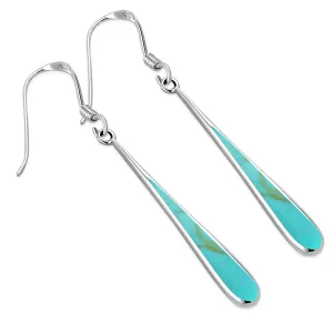 Turquoise Long Drop Sterling Silver Earrings