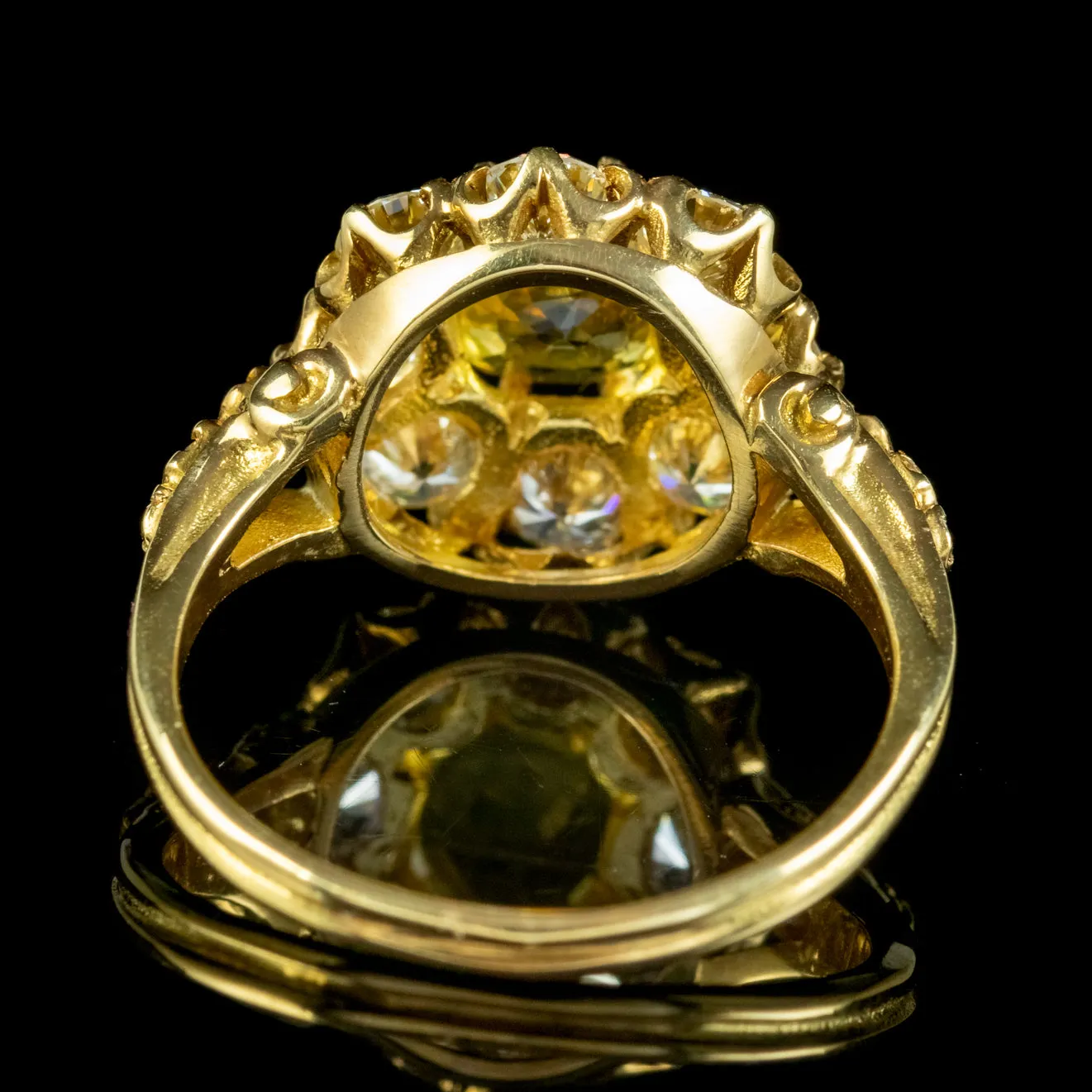 Victorian Style Yellow Sapphire Diamond Cluster Ring 1.50ct Sapphire