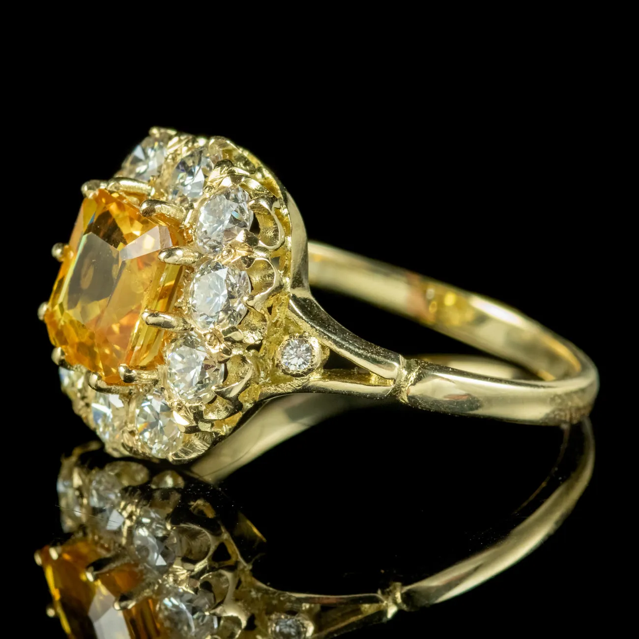 Victorian Style Yellow Sapphire Diamond Ring 2.30ct Sapphire