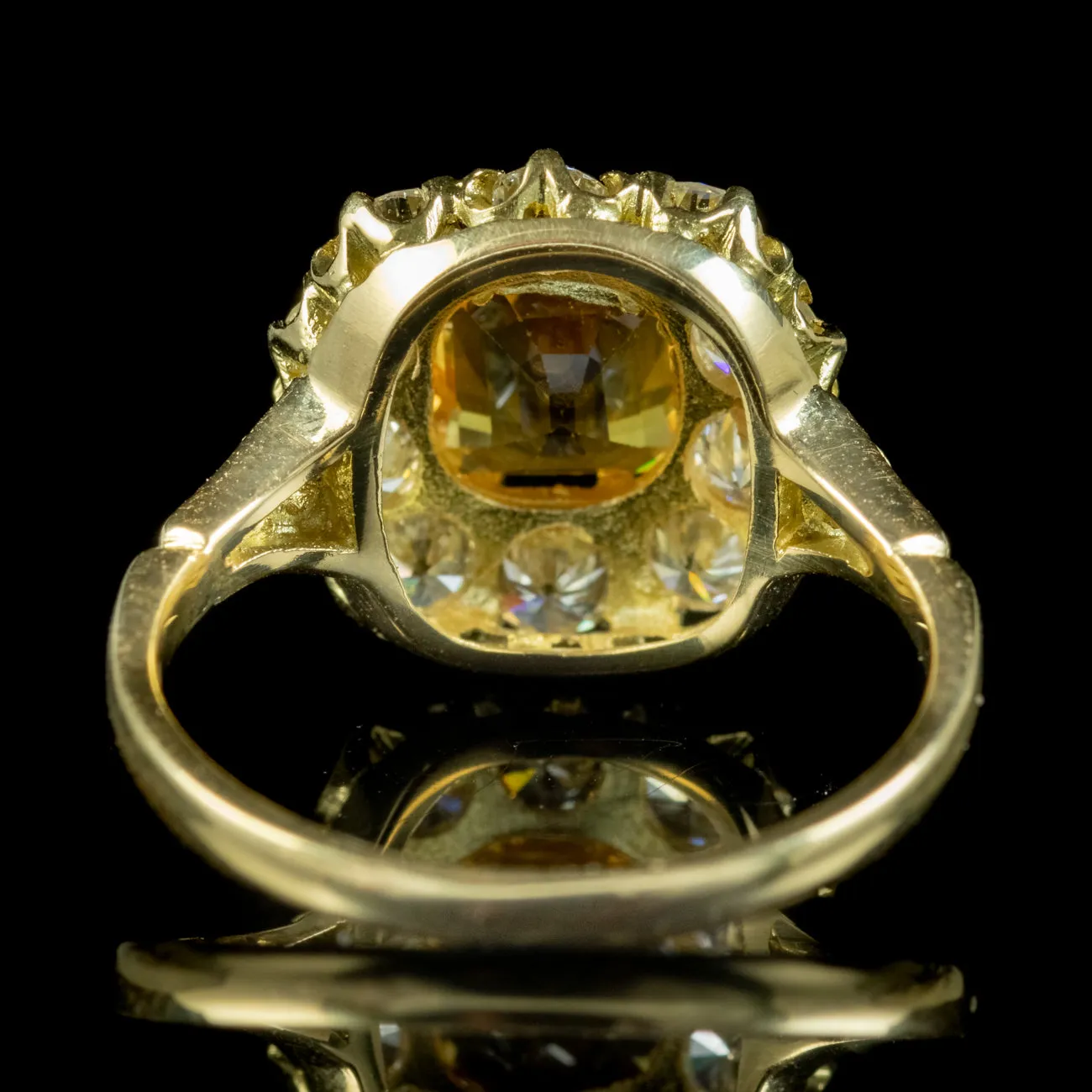 Victorian Style Yellow Sapphire Diamond Ring 2.30ct Sapphire