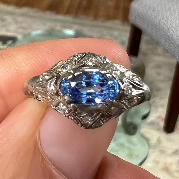 Vintage Filigree Sapphire Ring, 1.20ct.