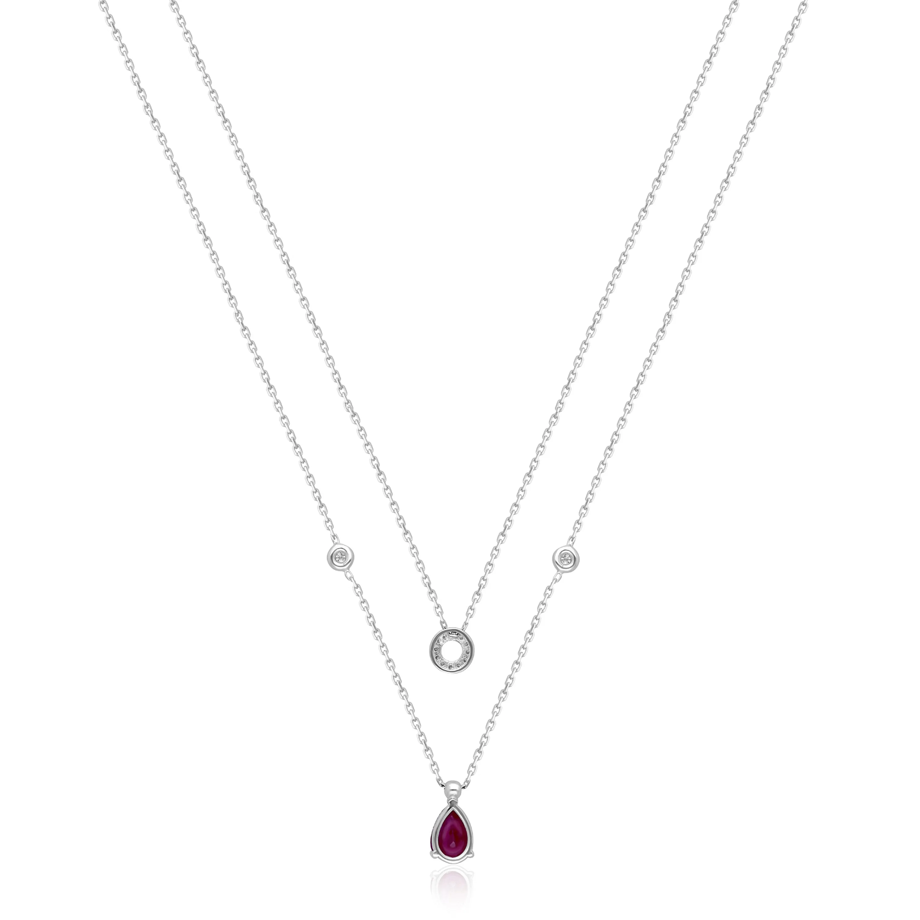 White Gold Ruby & Diamond Heirloom Necklace