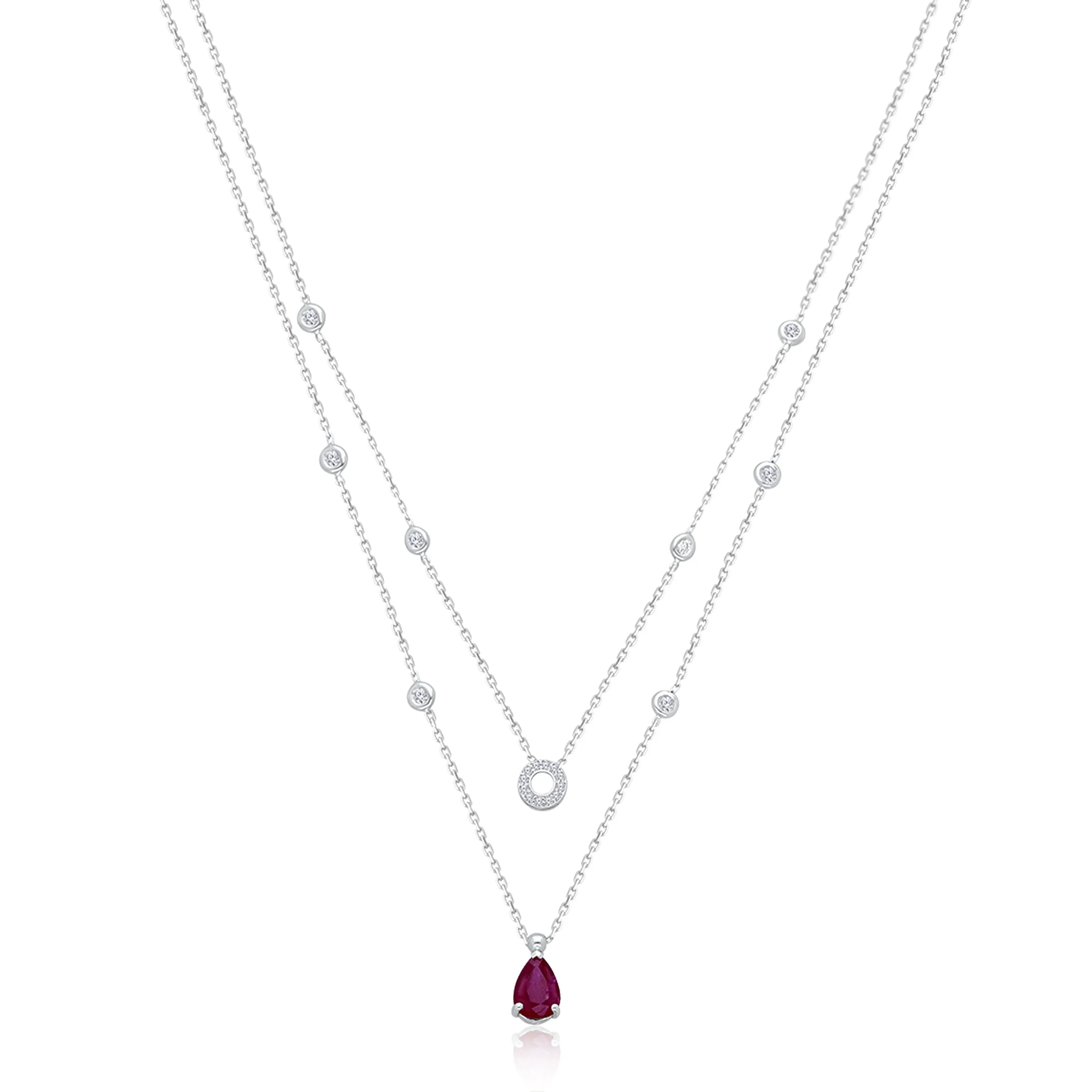 White Gold Ruby & Diamond Heirloom Necklace