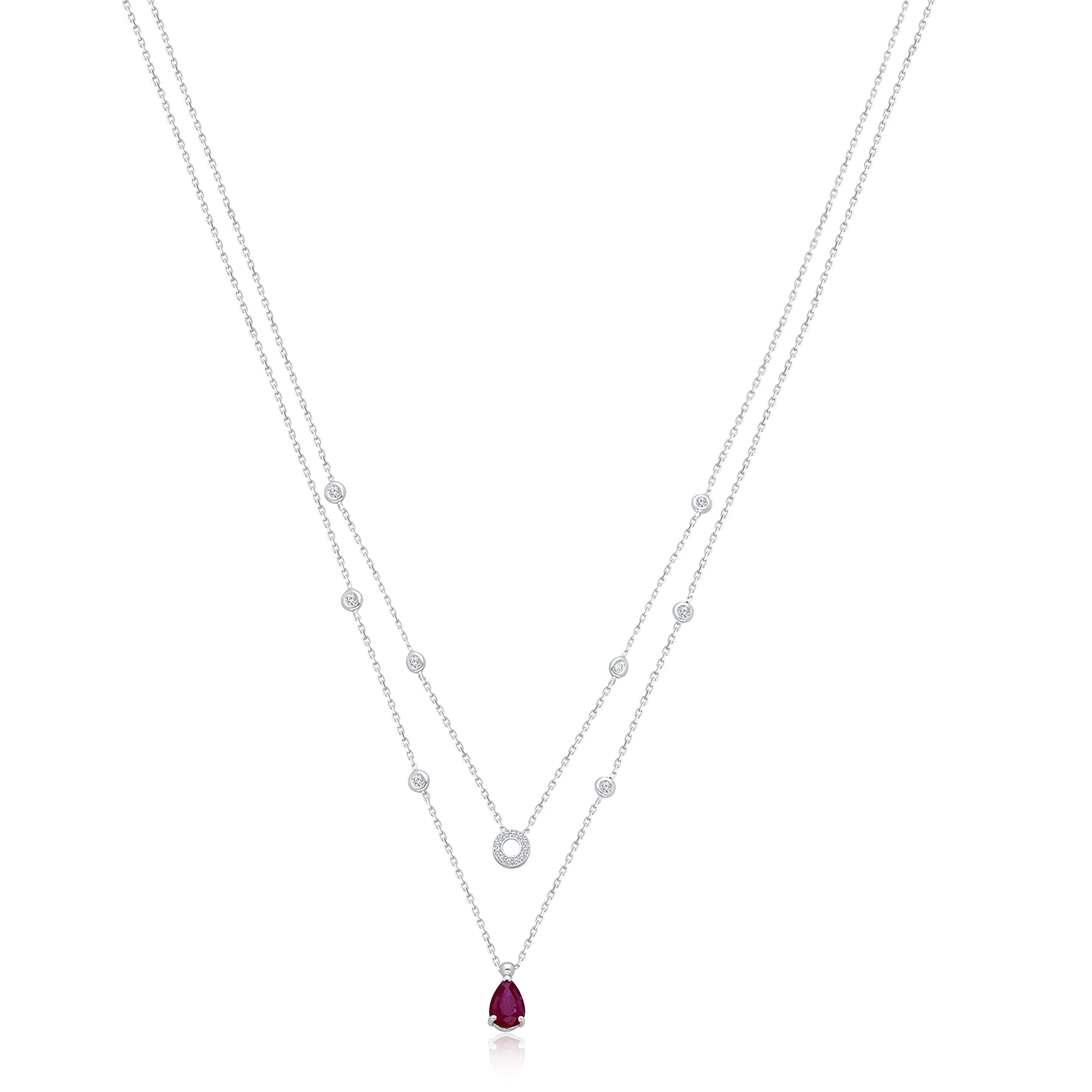 White Gold Ruby & Diamond Heirloom Necklace