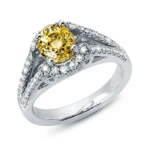 Yellow Sapphire and Diamond Ring